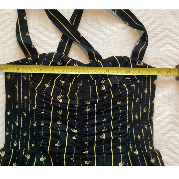 Anthropologie Moulinette Soeurs Dress Sz 6 Embroidered Floral Striped‎ Fit Flare - Picture 7 of 8